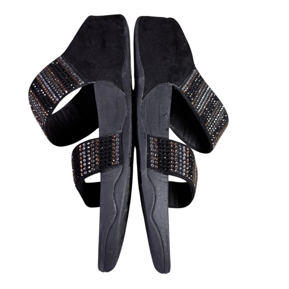 FitFlop Flare Strobe Rhinestone Slide Sandals in Gold/Silver/Black – Women Sz 11 - Picture 4 of 10